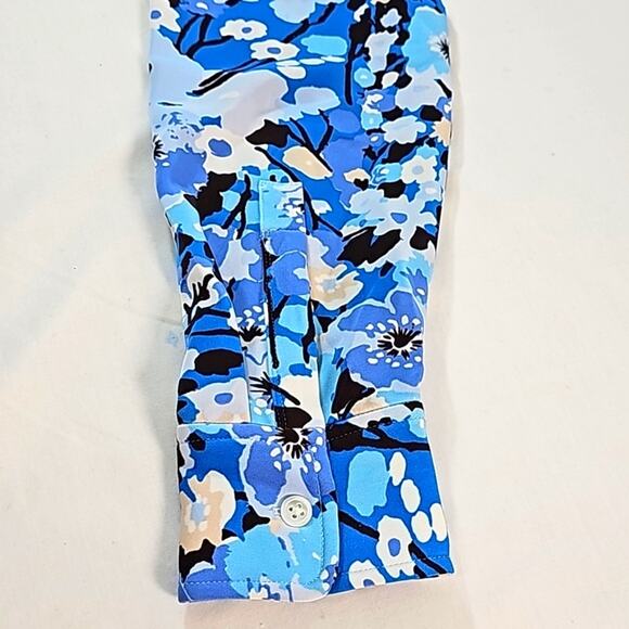 Rails NWOT Lisa Womens Sz S Blue Floral Y2K Feminine Ruching Flattering Top - Picture 8 of 13